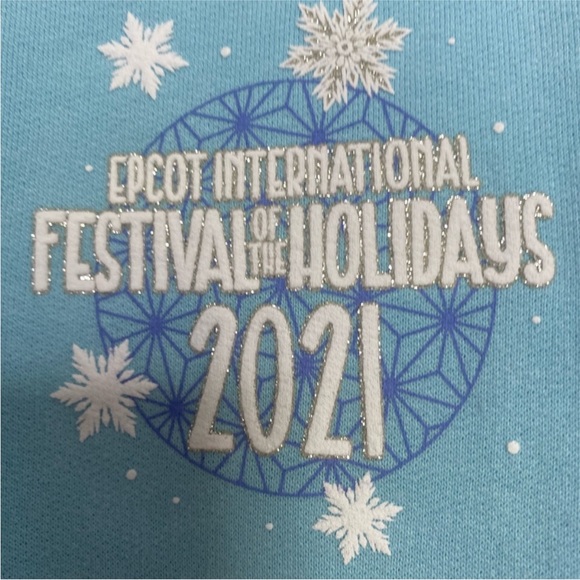Disney Parks Olaf Festival of Holidays Fleece Spirit Jersey Blue/White Sz Medium - Picture 5 of 10